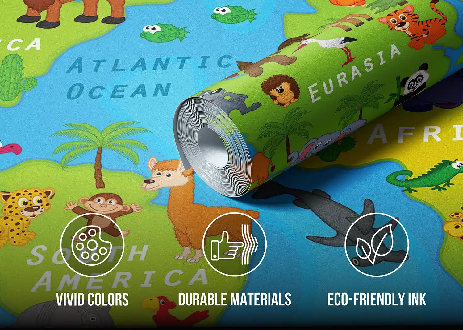 Custom Size Wall Mural Cartoon World Friends | Premium Non-Woven Wallpaper | FTD5P352435 3