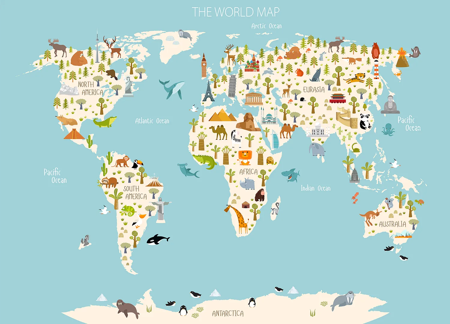 Custom Size Wall Mural Little Explorer's Map | Premium Non-Woven Wallpaper | FTD5P352437