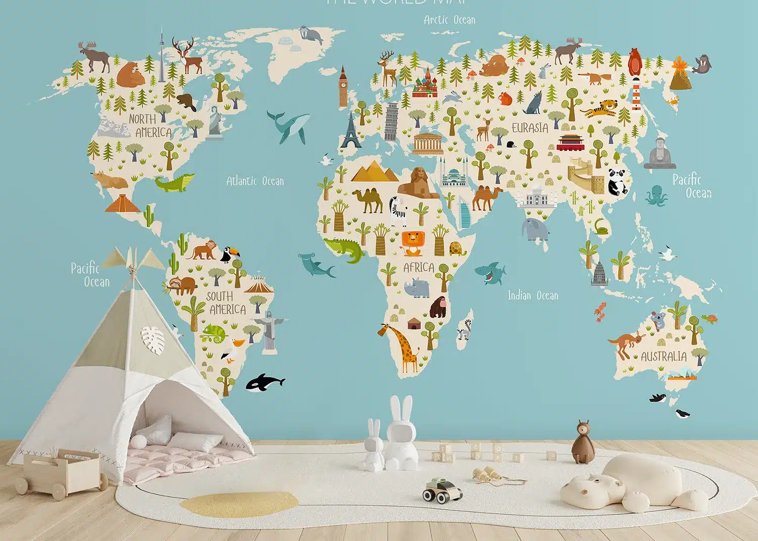 Custom Size Wall Mural Little Explorer's Map | Premium Non-Woven Wallpaper | FTD5P352437