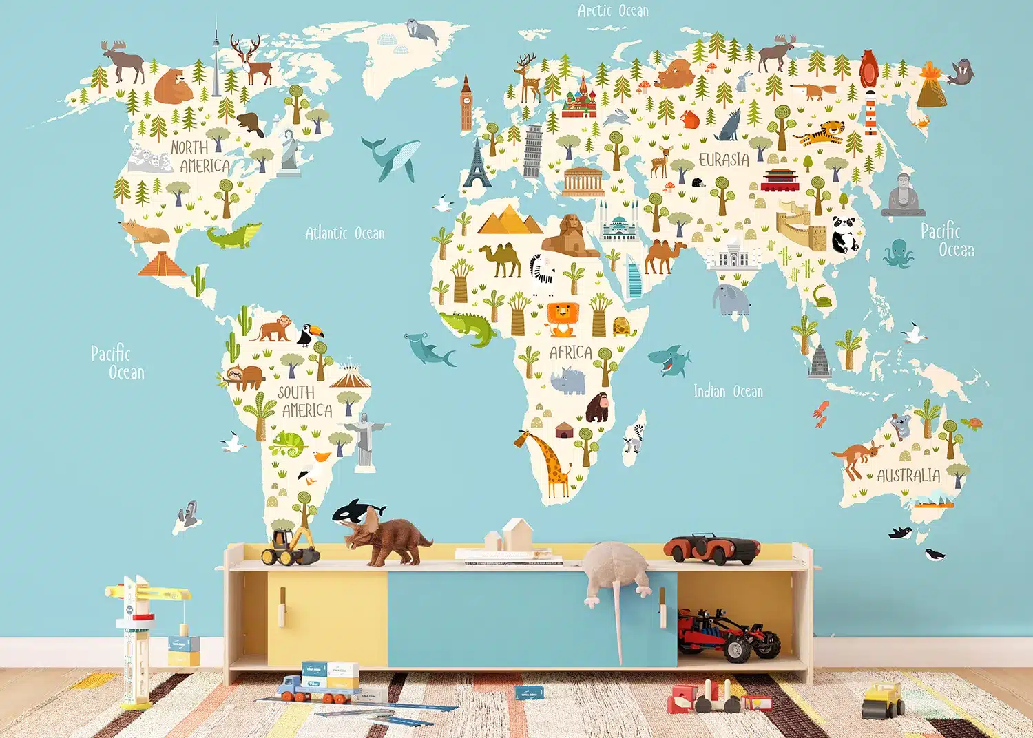 Custom Size Wall Mural Little Explorer's Map | Premium Non-Woven Wallpaper | FTD5P352437 2