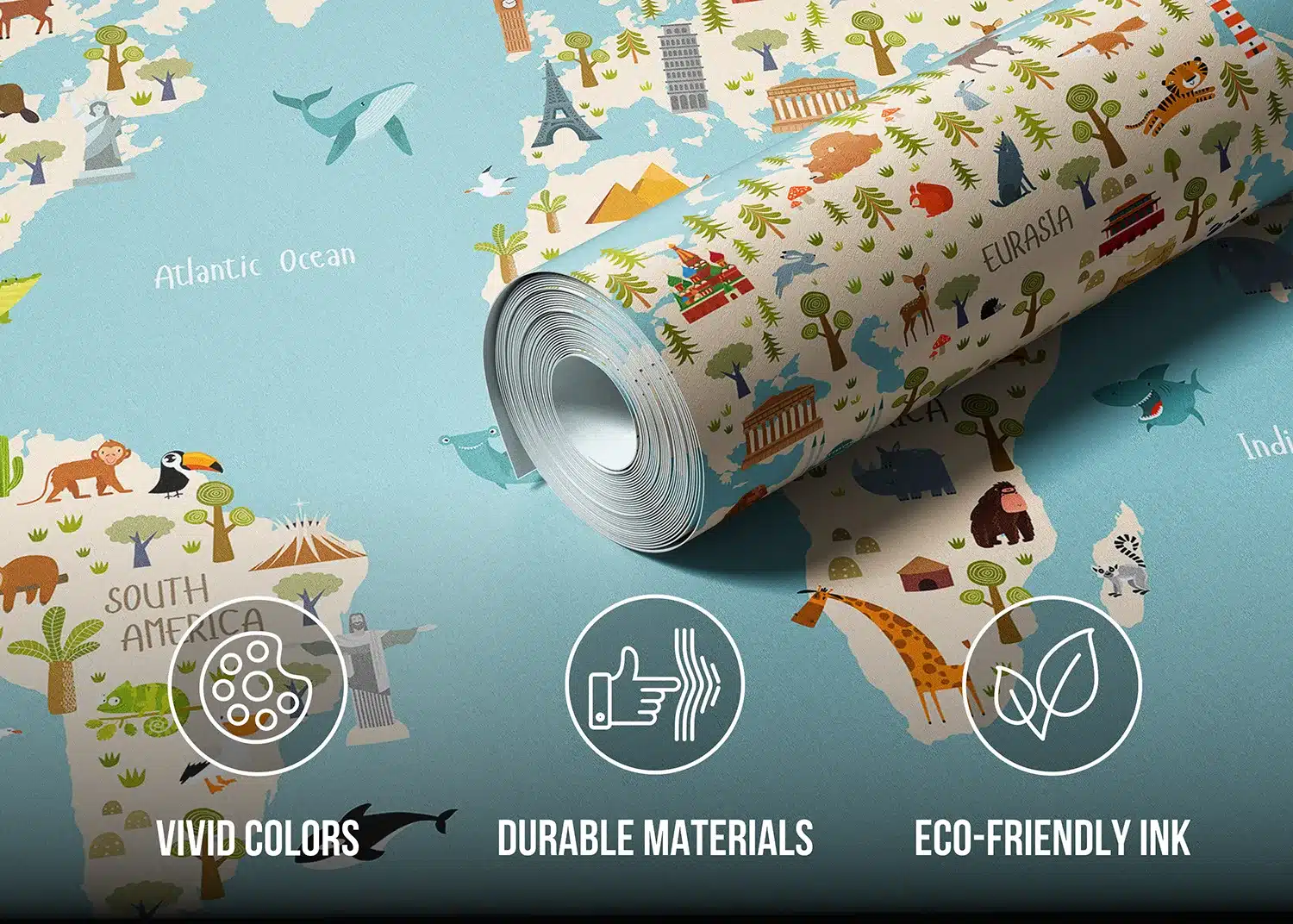 Custom Size Wall Mural Little Explorer's Map | Premium Non-Woven Wallpaper | FTD5P352437 3