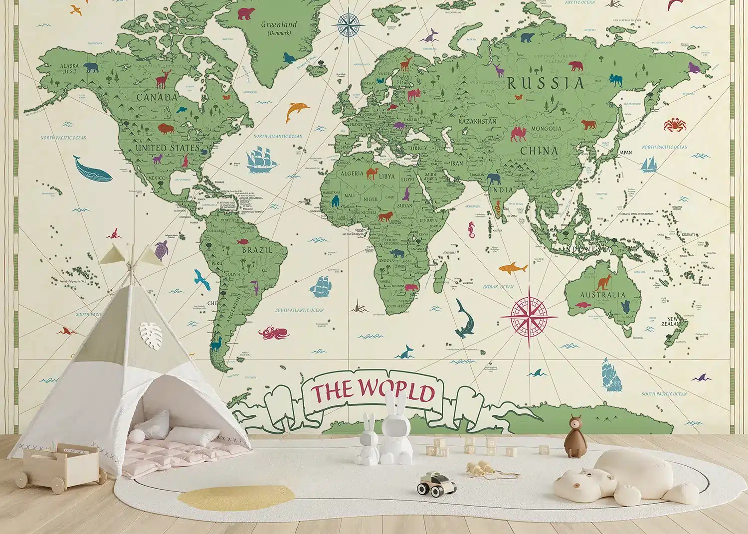 Custom Size Wall Mural Classic Kids' World | Premium Non-Woven Wallpaper | FTD5P352455 2