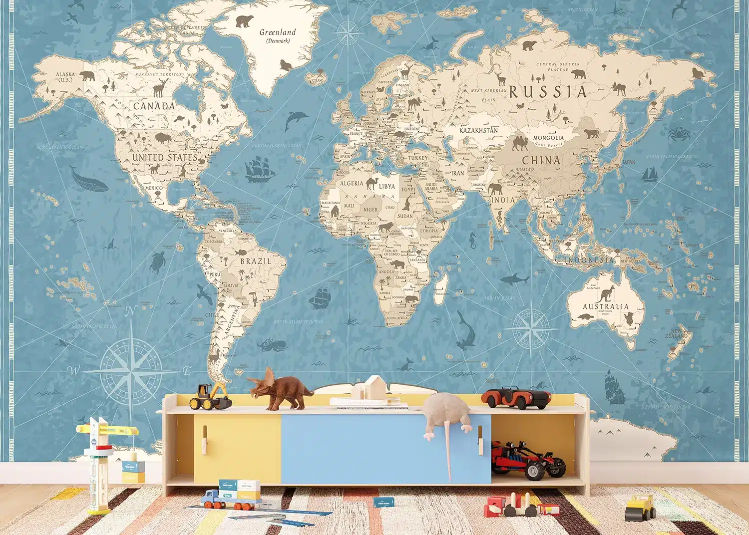 Custom Size Wall Mural Our Animal Planet | Premium Non-Woven Wallpaper | FTD5P352457