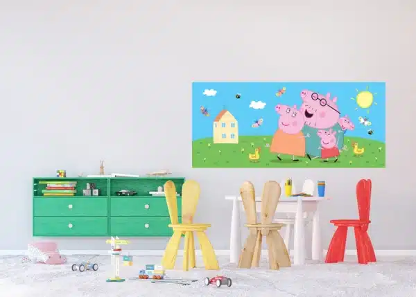 Dětská vliesová fototapeta na zed' Prasátko Peppa s Rodinou | 170 x 75 cm | FTDNH 5519