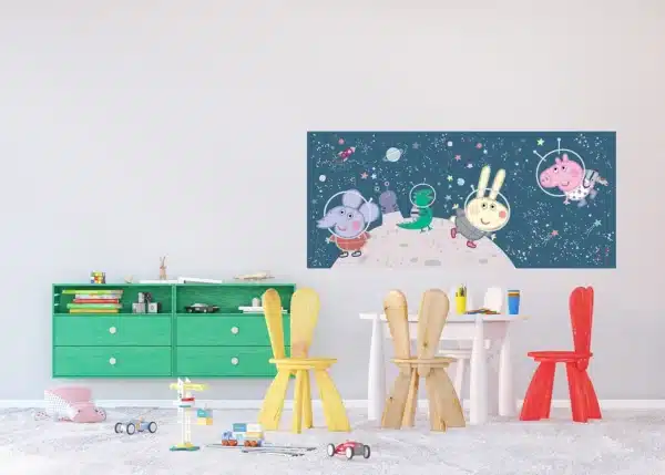 Dětská vliesová fototapeta na zed' Prasátko Peppa Vesmírné Dobrodružství | 170 x 75 cm | FTDNH 5523