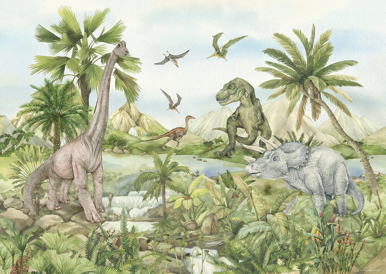 Custom Size Wall Mural Dino World | Premium Non-Woven Wallpaper | FT5P352179