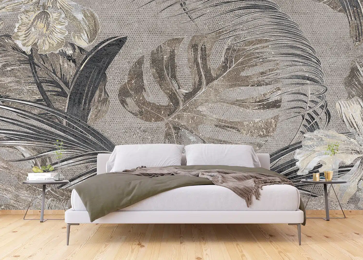 Custom Size Wall Mural Monochrome Monstera | Premium Non-Woven Wallpaper | FTNS1249 2