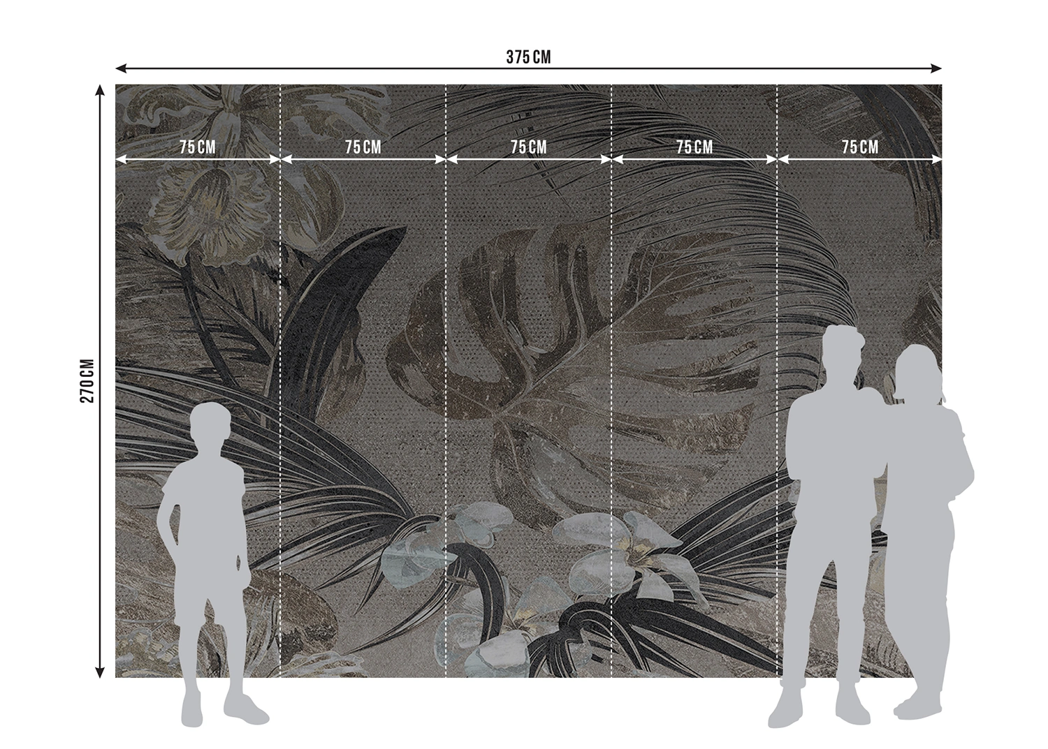 Custom Size Wall Mural Monochrome Monstera | Premium Non-Woven Wallpaper | FTNS1249 7