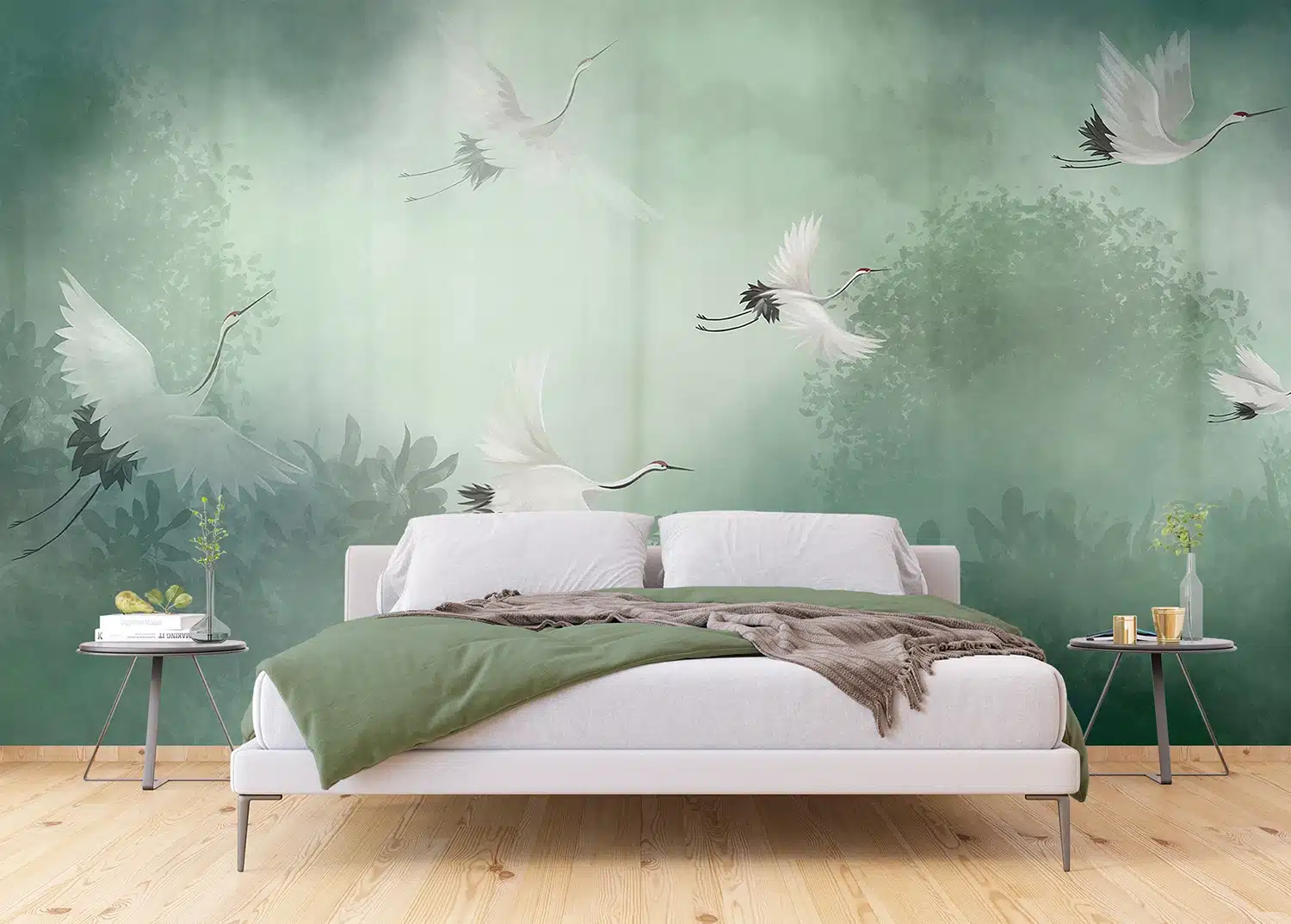 Custom Size Wall Mural Cranes | Premium Non-Woven Wallpaper | FTNS1251 2