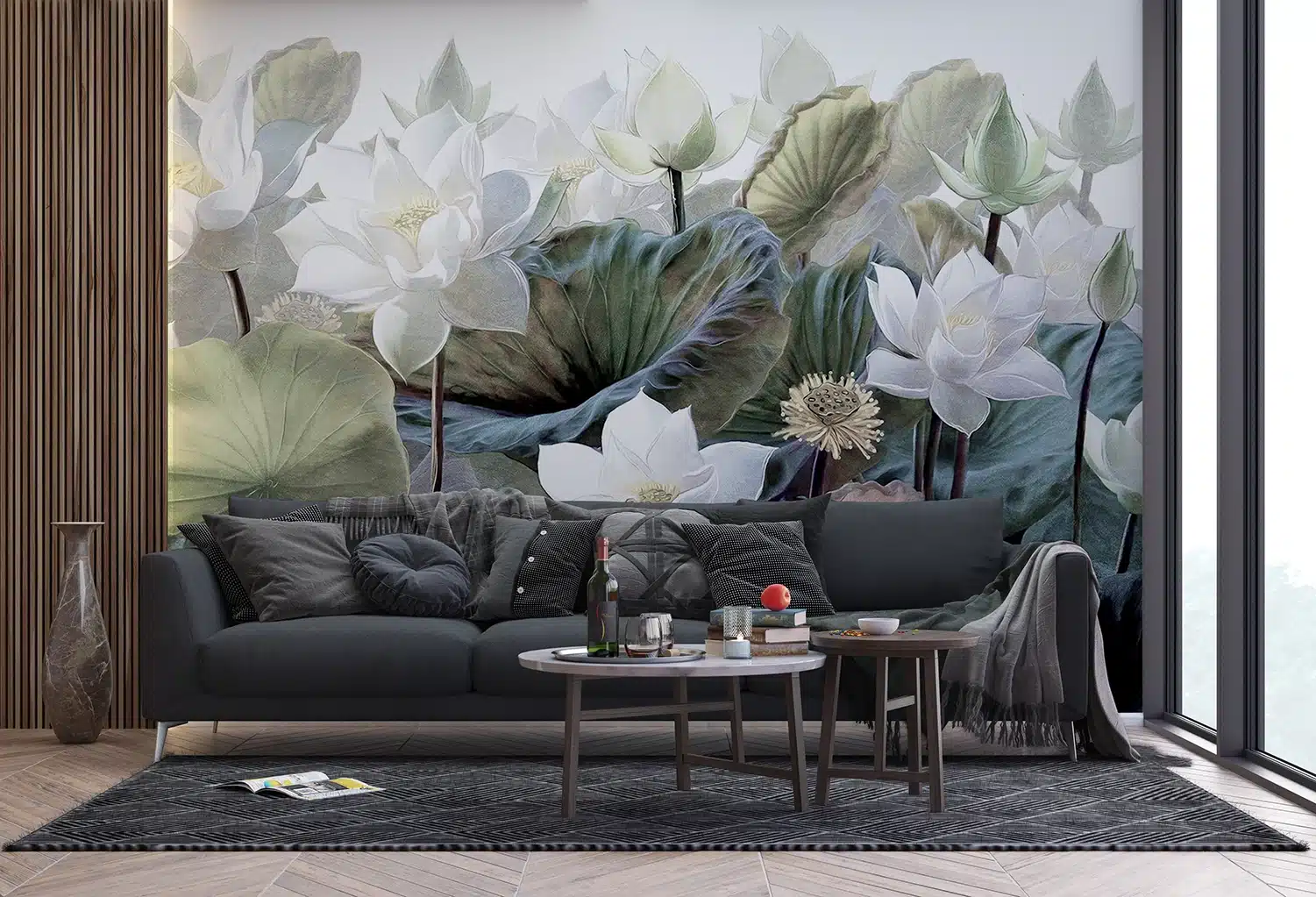 Custom Size Wall Mural EmboSSFlowers | Premium Non-Woven Wallpaper | FTNS1254 4