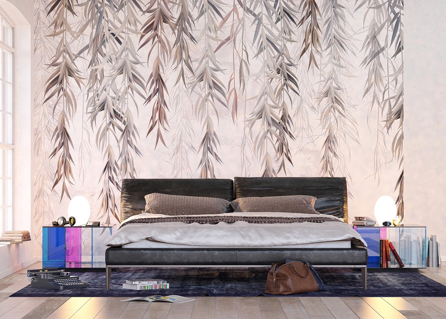 Custom Size Wall Mural Concrete Meets Nature | Premium Non-Woven Wallpaper | FTNS1255