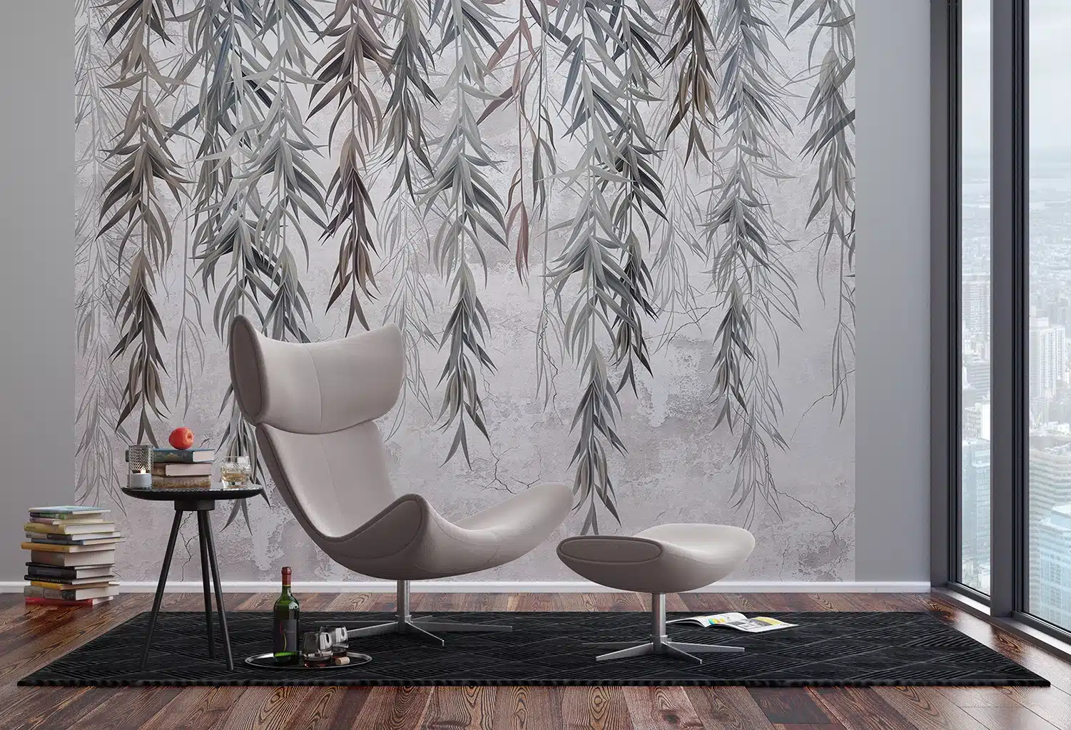 Custom Size Wall Mural Concrete Meets Nature | Premium Non-Woven Wallpaper | FTNS1255 5