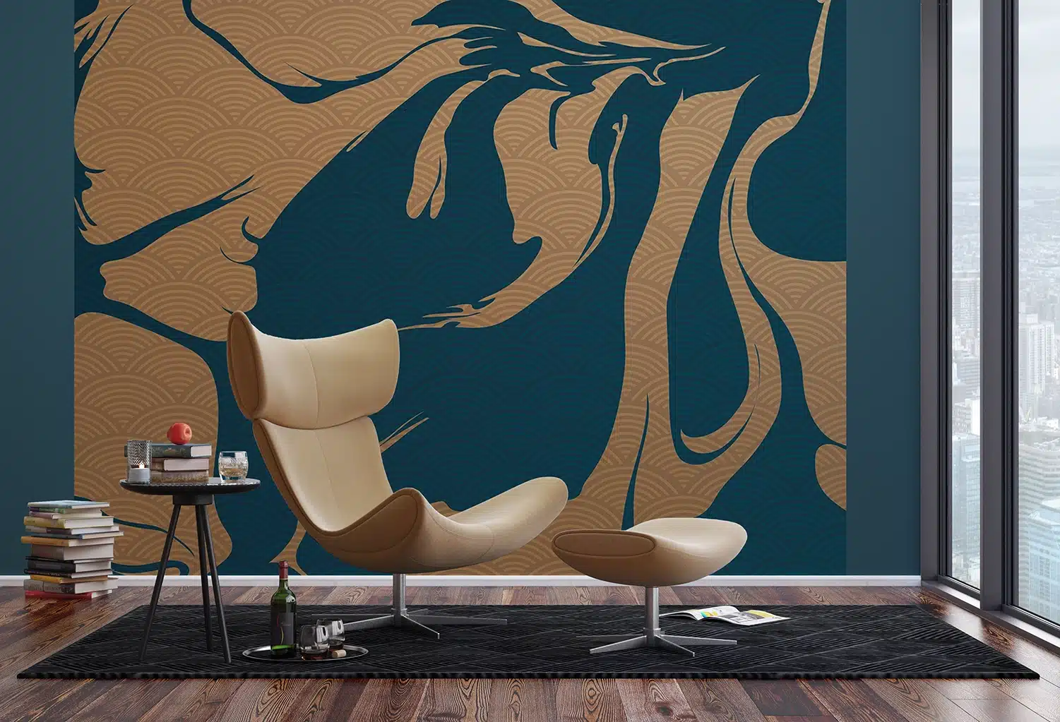 Custom Size Wall Mural Oriental Flow | Premium Non-Woven Wallpaper | FTNS1274 4