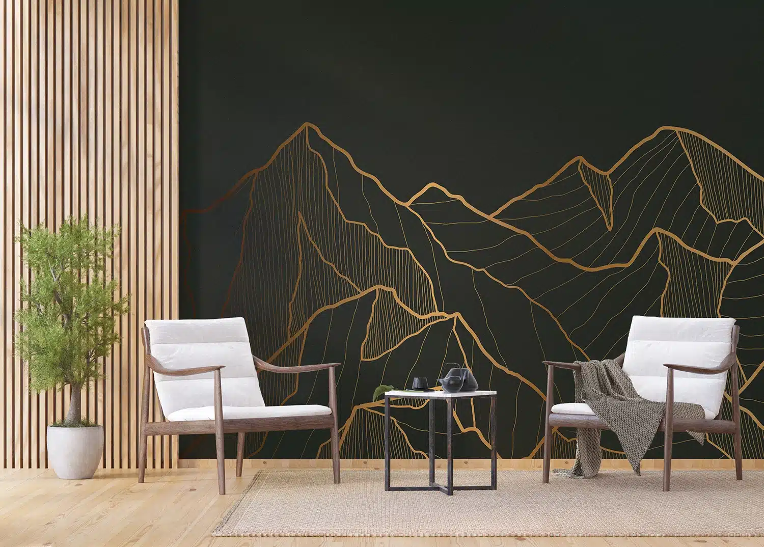 Custom Size Wall Mural Golden Mountain | Premium Non-Woven Wallpaper | FTNS1281 3