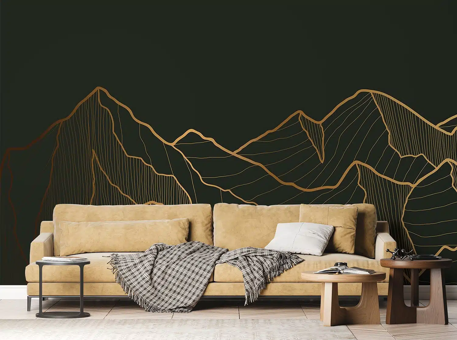Custom Size Wall Mural Golden Mountain | Premium Non-Woven Wallpaper | FTNS1281 4