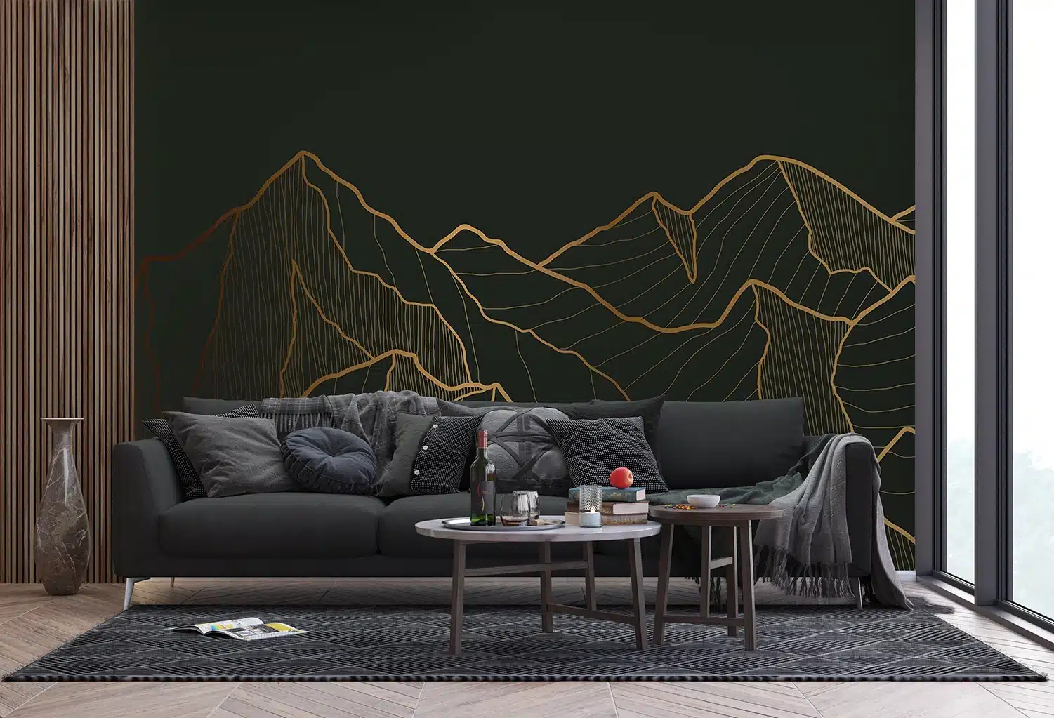 Custom Size Wall Mural Golden Mountain | Premium Non-Woven Wallpaper | FTNS1281 5