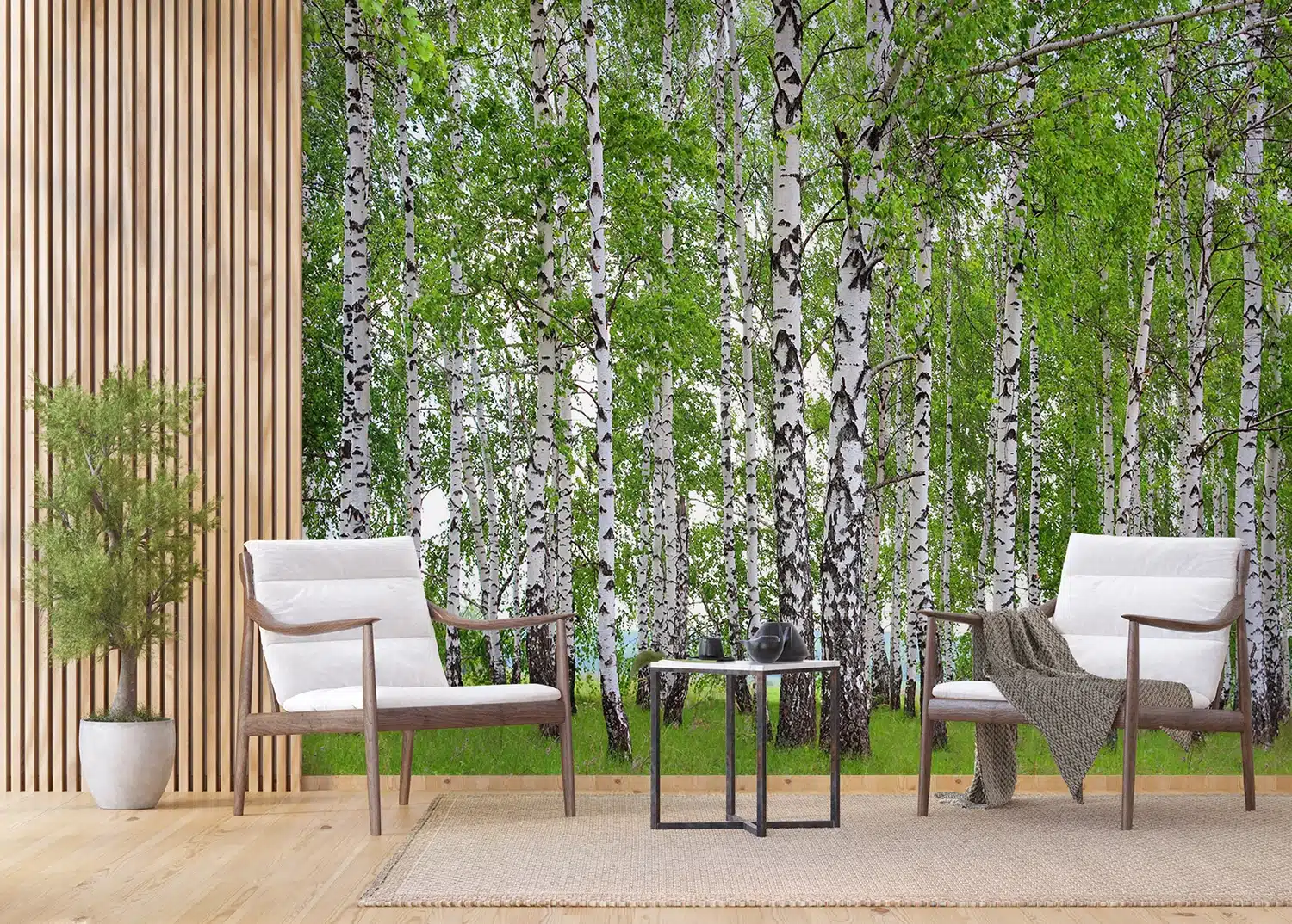 Custom Size Wall Mural Birch Forest | Premium Non-Woven Wallpaper | FTNS2448 5