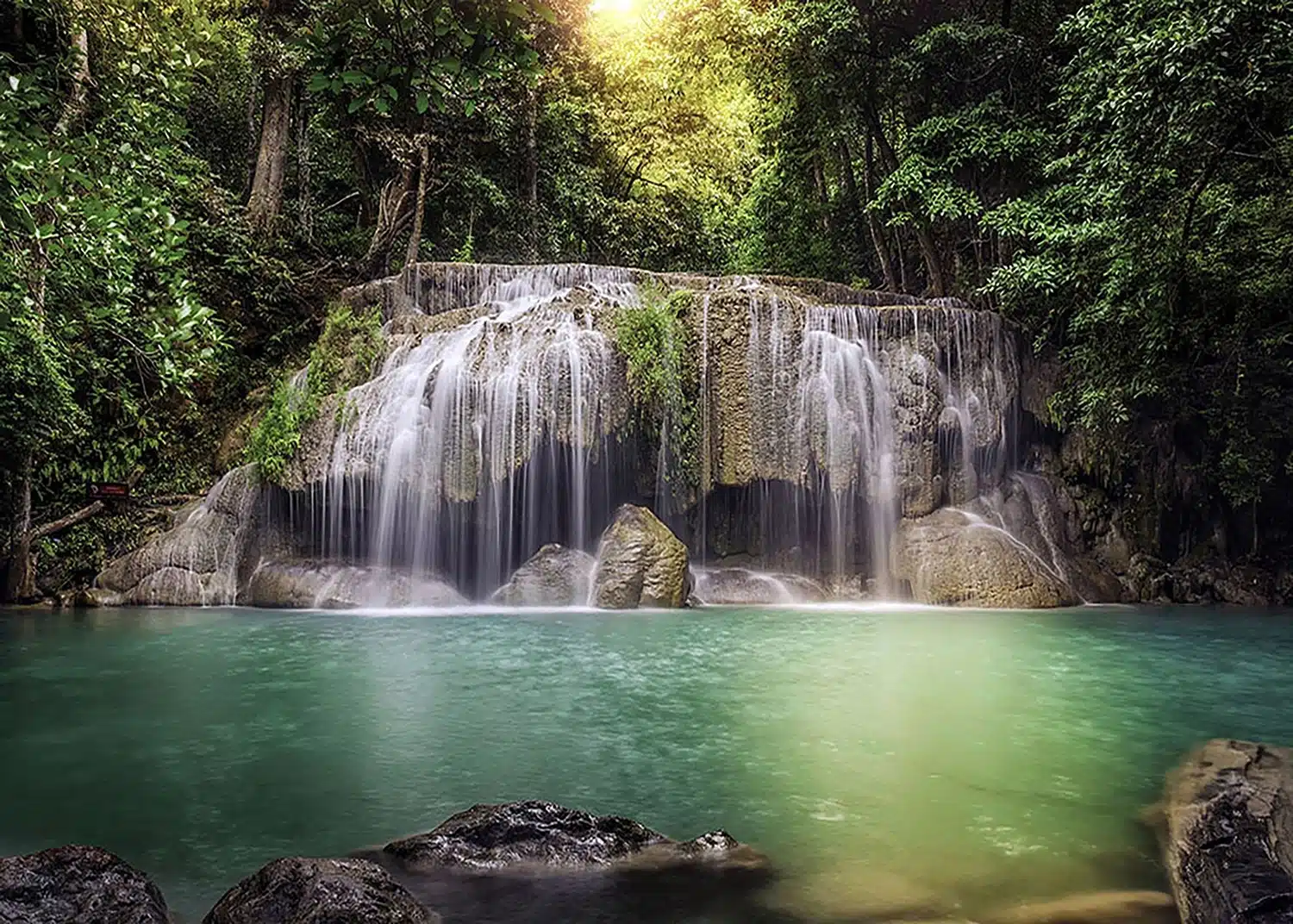 Custom Size Wall Mural Waterfall in Paradise | Premium Non-Woven Wallpaper | FTNS2451