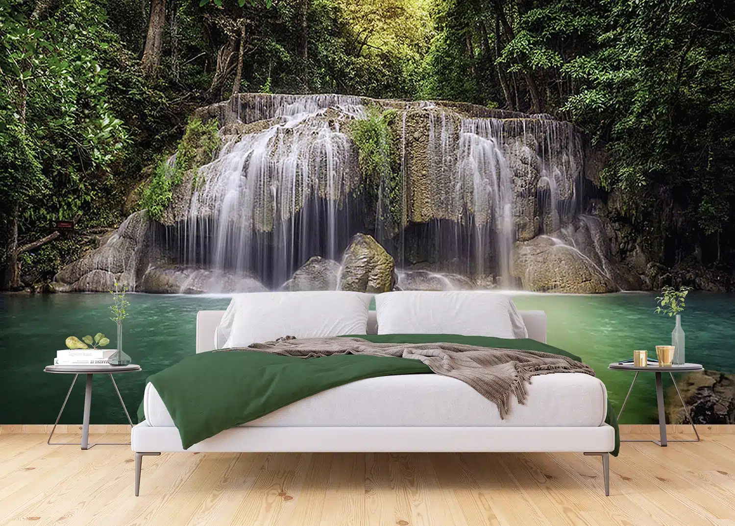 Custom Size Wall Mural Waterfall in Paradise | Premium Non-Woven Wallpaper | FTNS2451