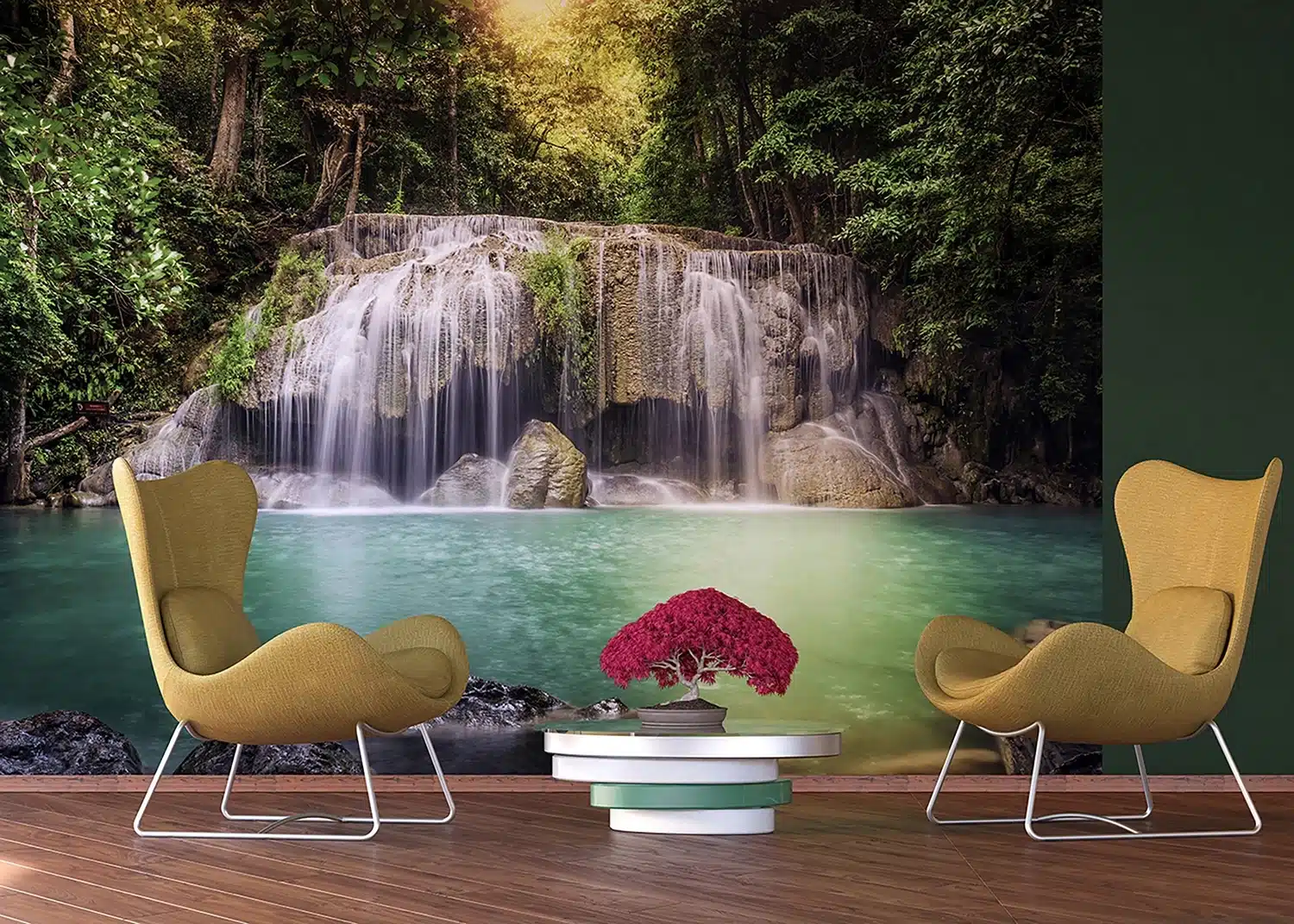 Custom Size Wall Mural Waterfall in Paradise | Premium Non-Woven Wallpaper | FTNS2451 3