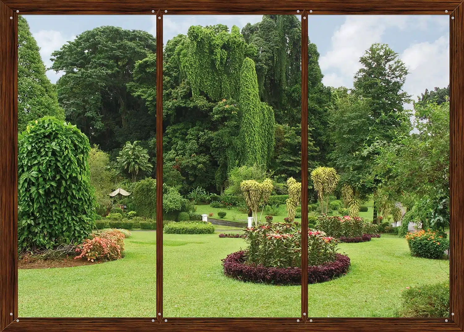 Custom Size Wall Mural Window to Garden | Premium Non-Woven Wallpaper | FTNS2456