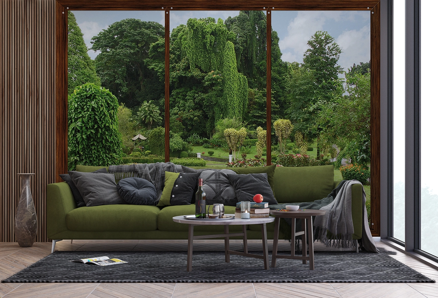 Custom Size Wall Mural Window to Garden | Premium Non-Woven Wallpaper | FTNS2456 3