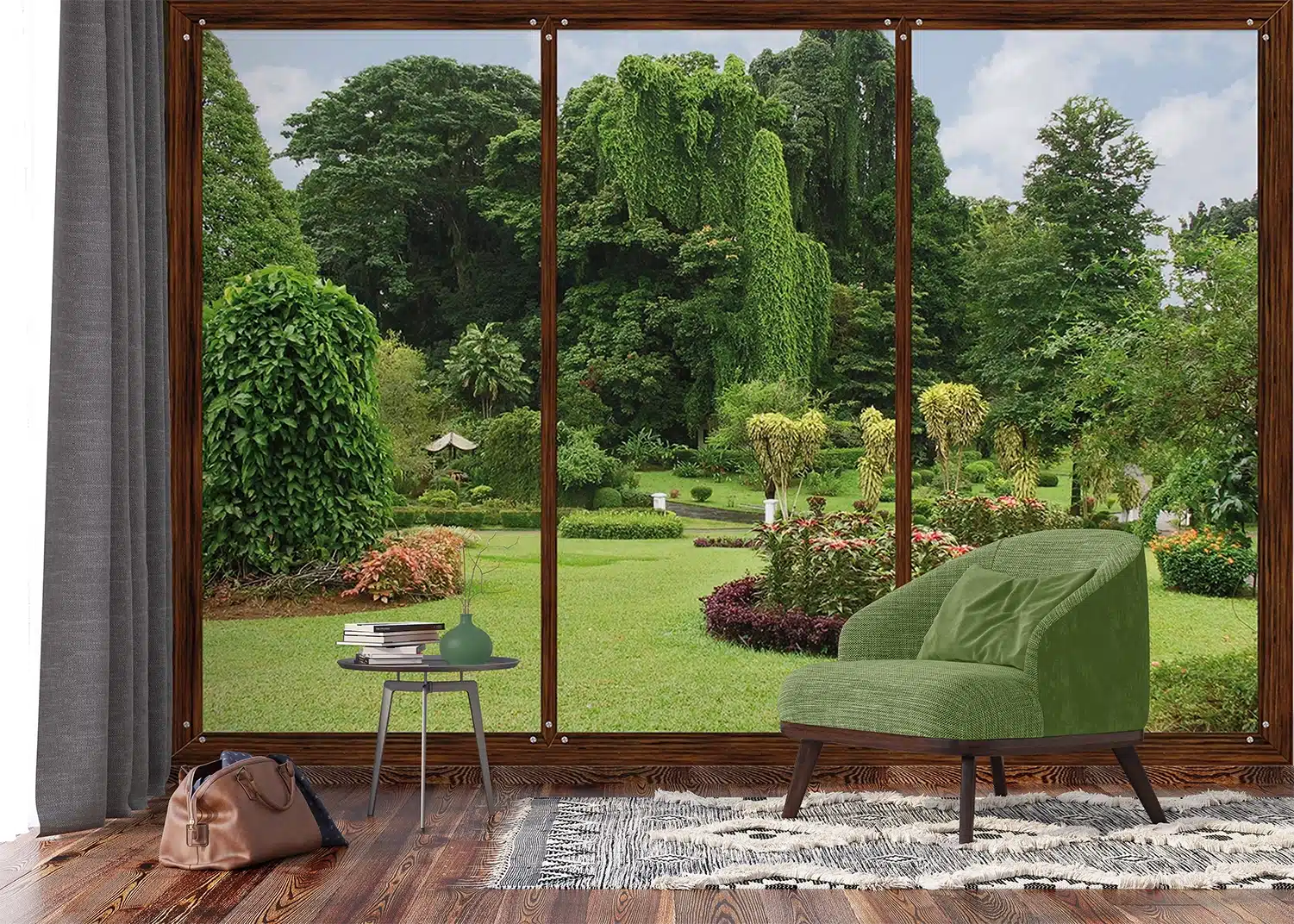 Custom Size Wall Mural Window to Garden | Premium Non-Woven Wallpaper | FTNS2456 5