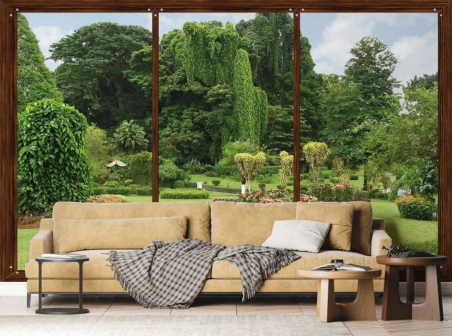 Custom Size Wall Mural Window to Garden | Premium Non-Woven Wallpaper | FTNS2456 4