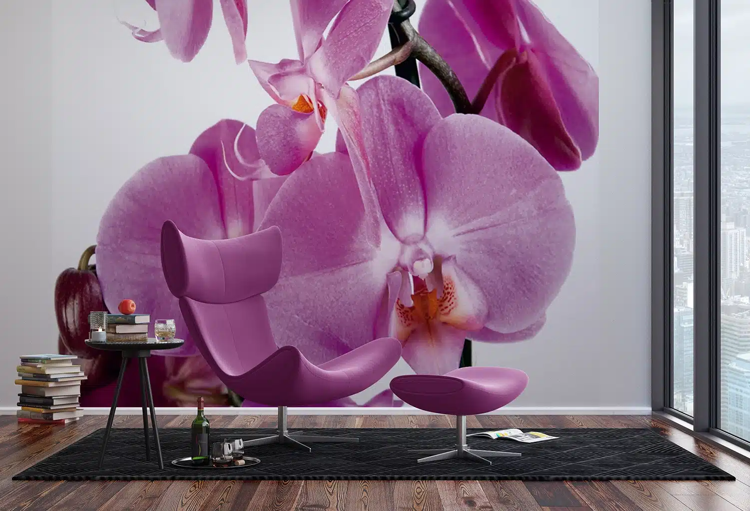 Custom Size Wall Mural Violet Orchid | Premium Non-Woven Wallpaper | FTNS2459 2