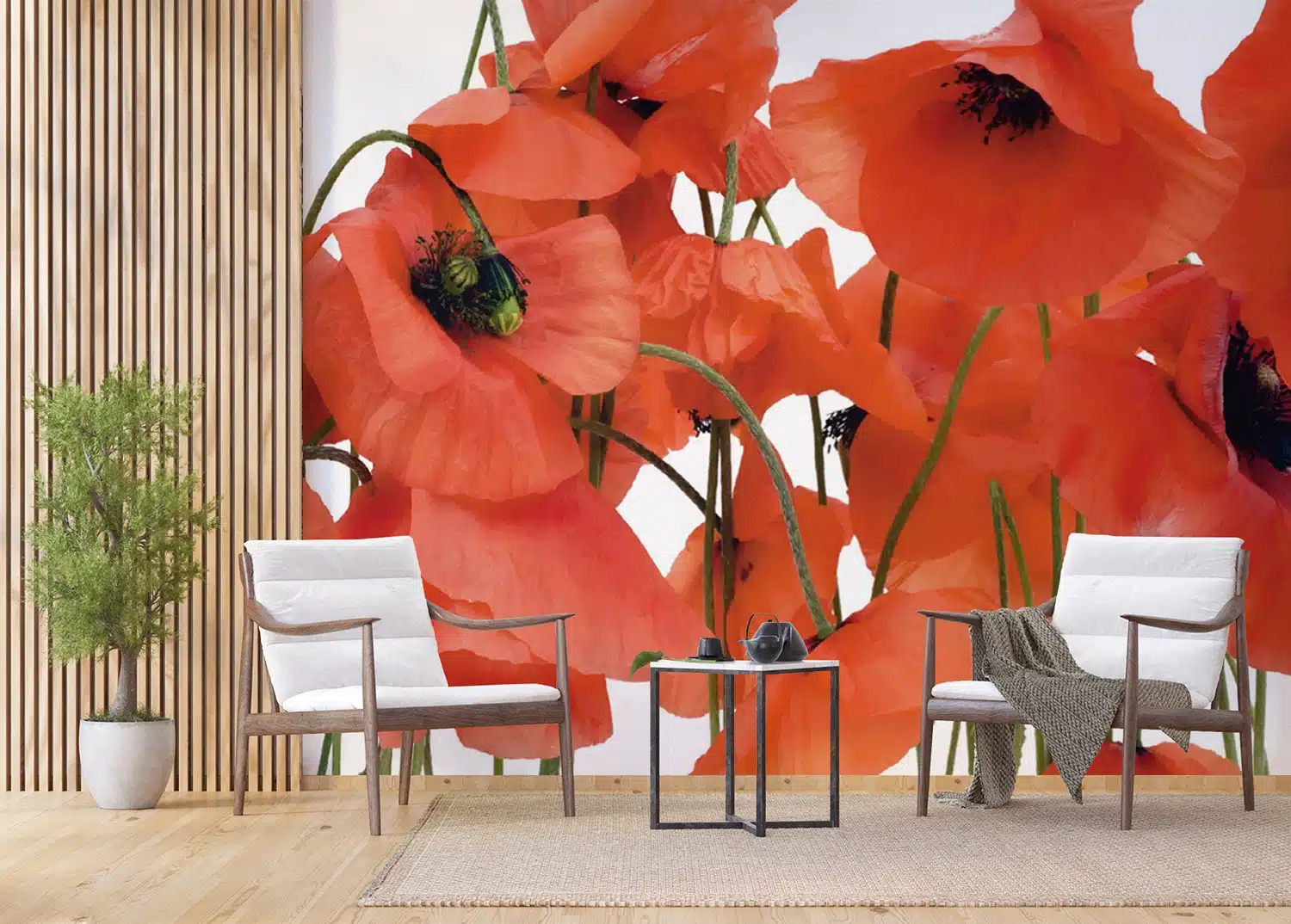 Custom Size Wall Mural Wild Poppies | Premium Non-Woven Wallpaper | FTNS2461 5
