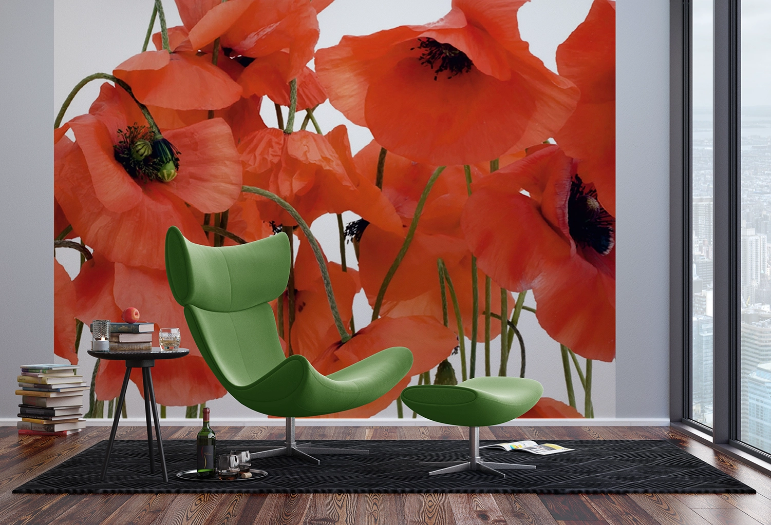 Custom Size Wall Mural Wild Poppies | Premium Non-Woven Wallpaper | FTNS2461 2