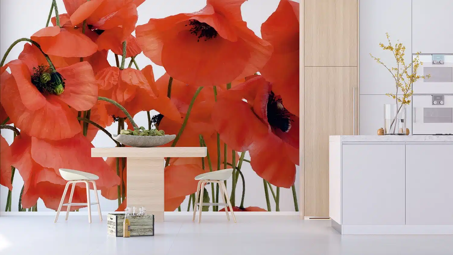 Custom Size Wall Mural Wild Poppies | Premium Non-Woven Wallpaper | FTNS2461 4