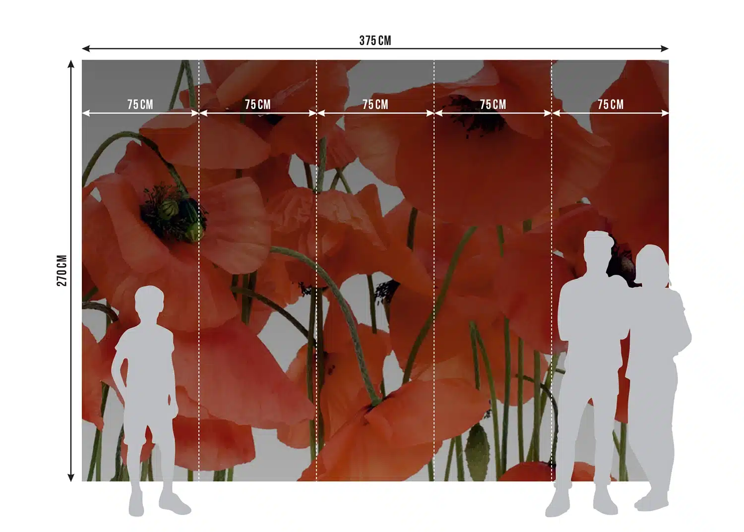 Custom Size Wall Mural Wild Poppies | Premium Non-Woven Wallpaper | FTNS2461 7