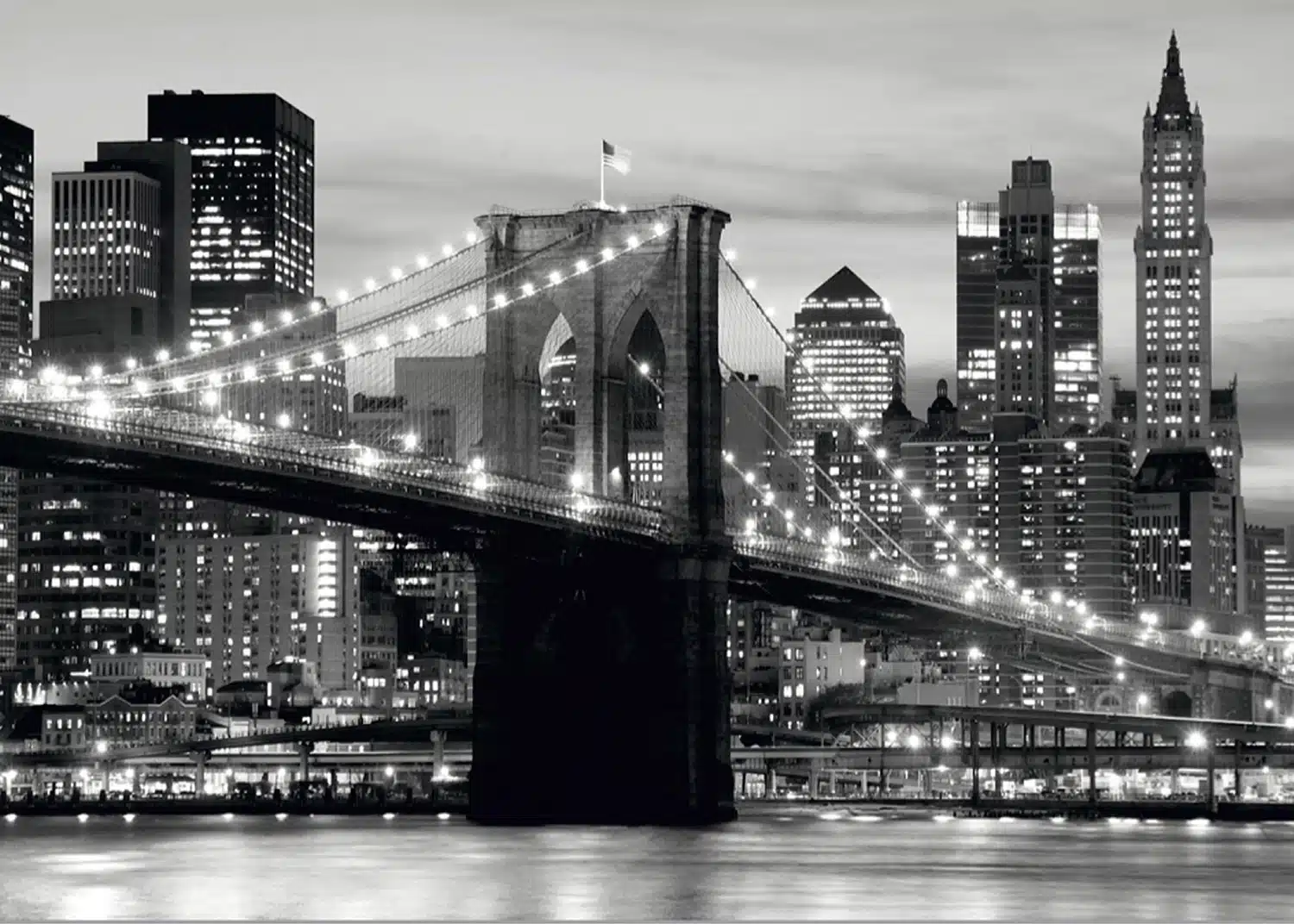 Custom Size Wall Mural Brooklyn Bridge | Premium Non-Woven Wallpaper | FTNS2465