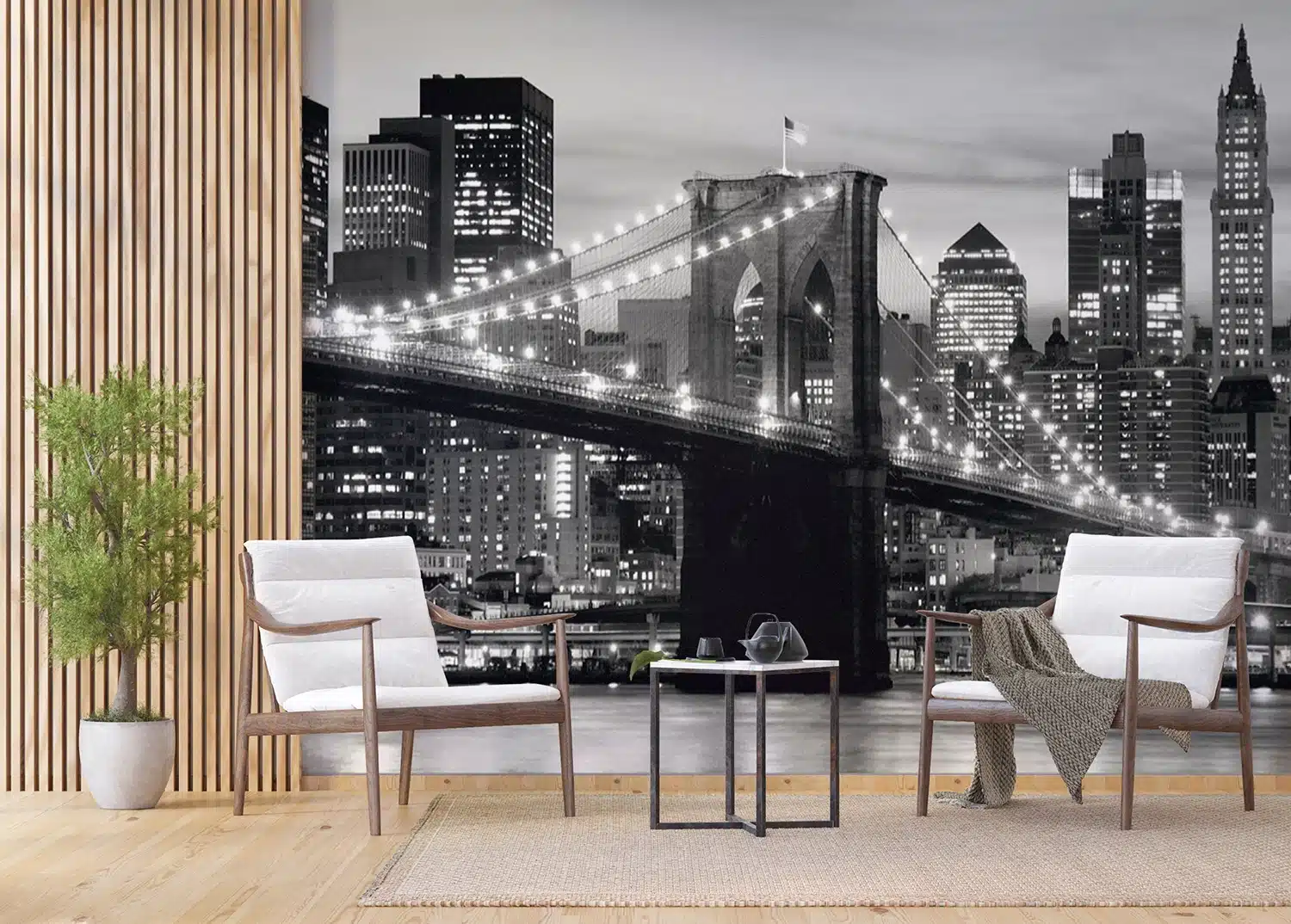 Custom Size Wall Mural Brooklyn Bridge | Premium Non-Woven Wallpaper | FTNS2465