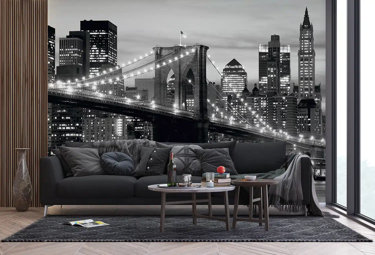Custom Size Wall Mural Brooklyn Bridge | Premium Non-Woven Wallpaper | FTNS2465 3