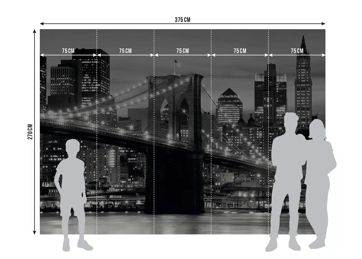 Custom Size Wall Mural Brooklyn Bridge | Premium Non-Woven Wallpaper | FTNS2465 7