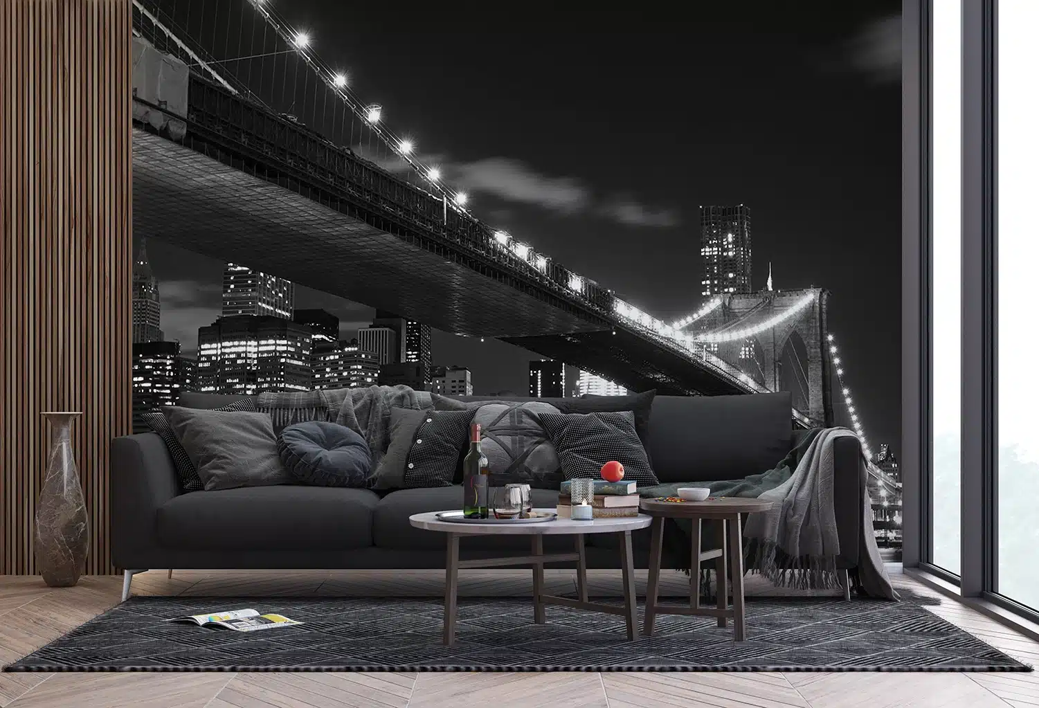 Custom Size Wall Mural Brooklyn Bridge | Premium Non-Woven Wallpaper | FTNS2469 3