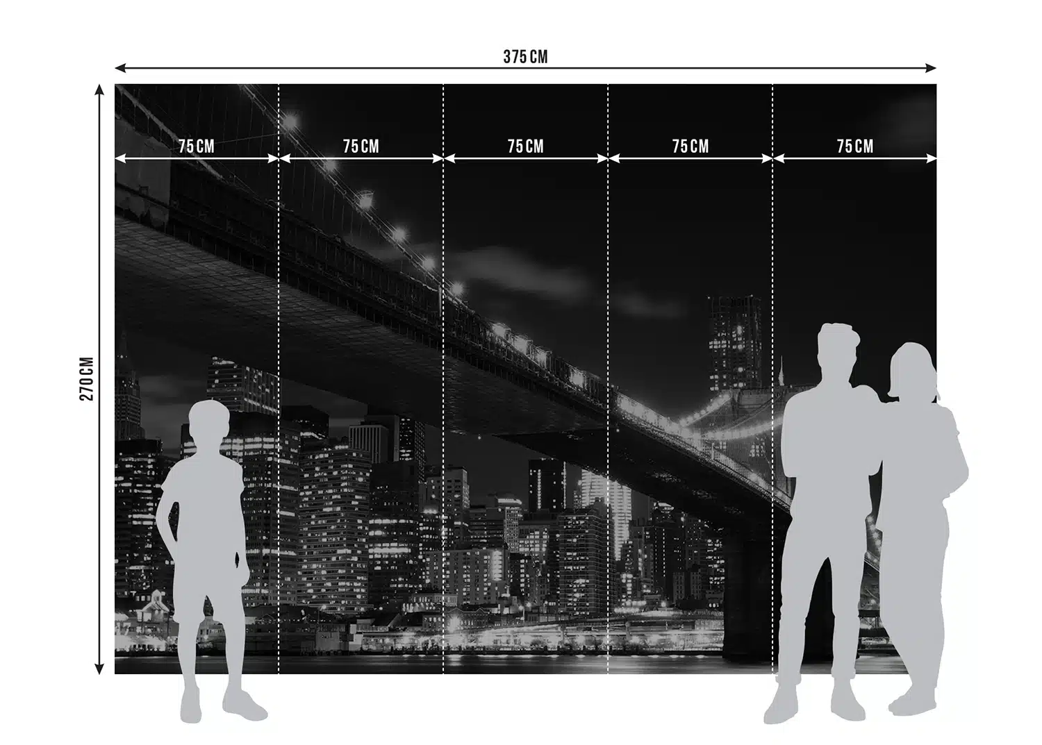 Custom Size Wall Mural Brooklyn Bridge | Premium Non-Woven Wallpaper | FTNS2469 5