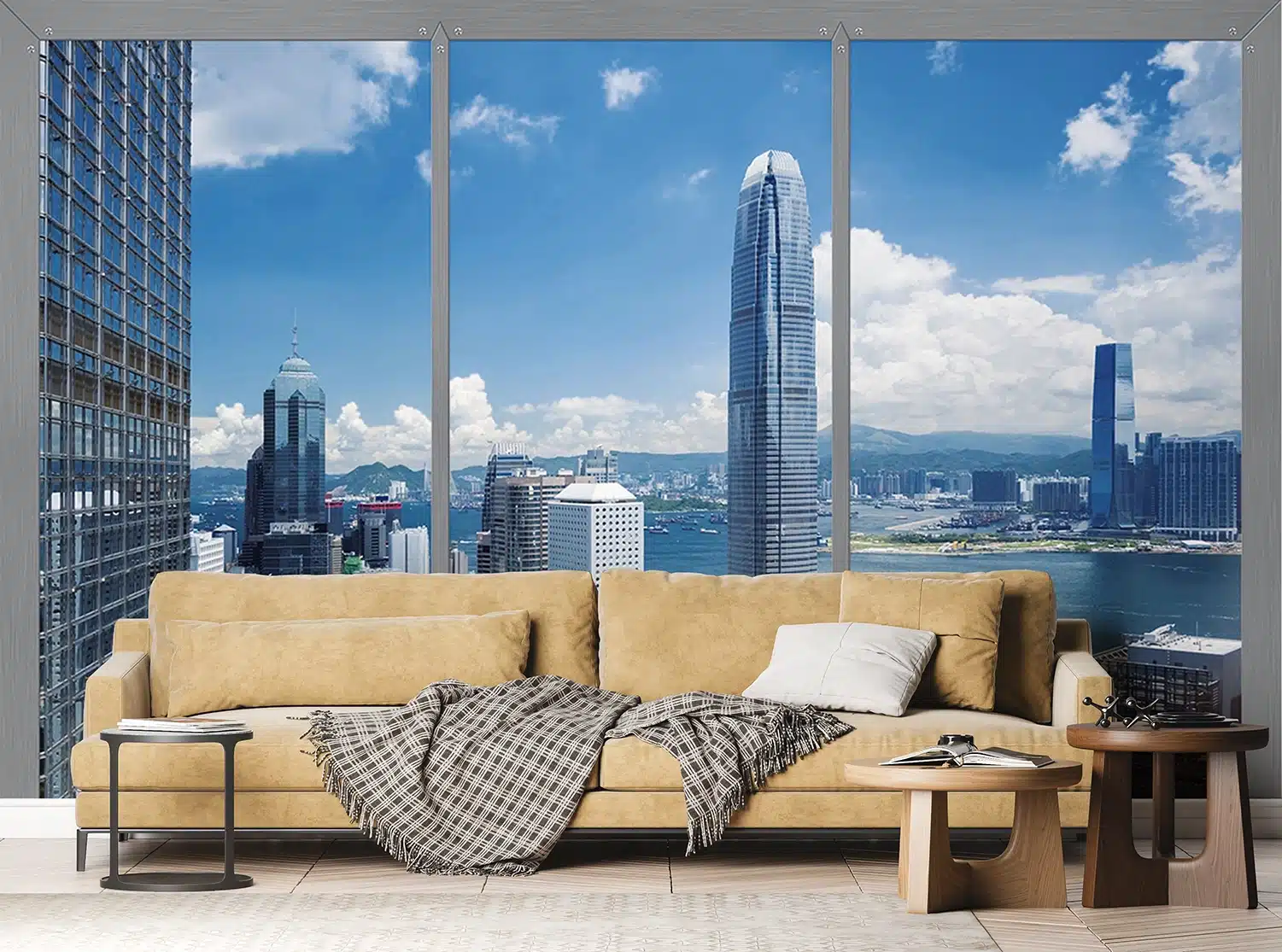 Custom Size Wall Mural Window to City | Premium Non-Woven Wallpaper | FTNS2470 2