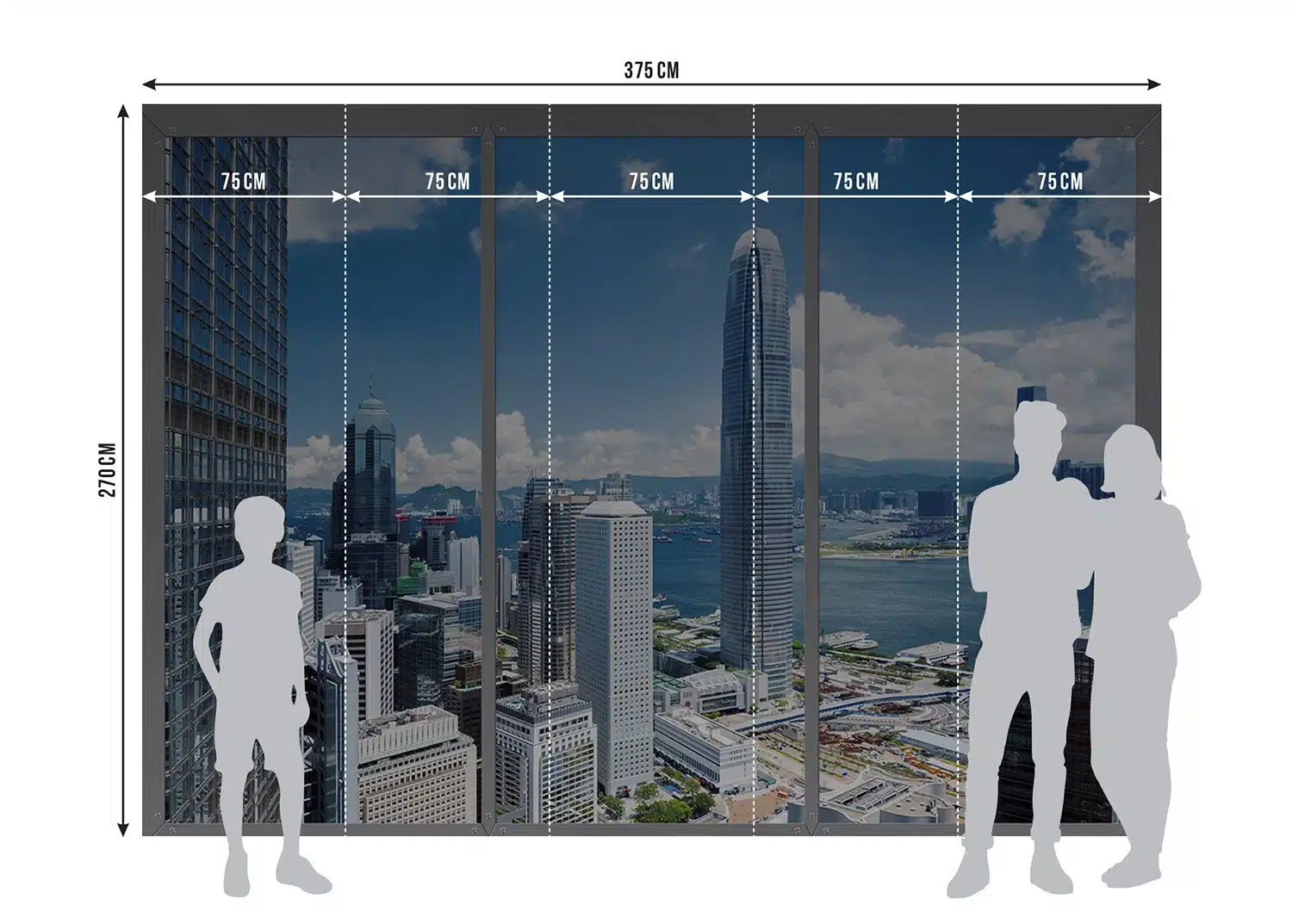Custom Size Wall Mural Window to City | Premium Non-Woven Wallpaper | FTNS2470 5