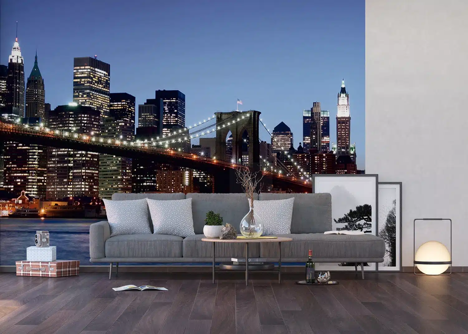 Custom Size Wall Mural Brooklyn Bridge at DusK| Premium Non-Woven Wallpaper | FTNS2472 4