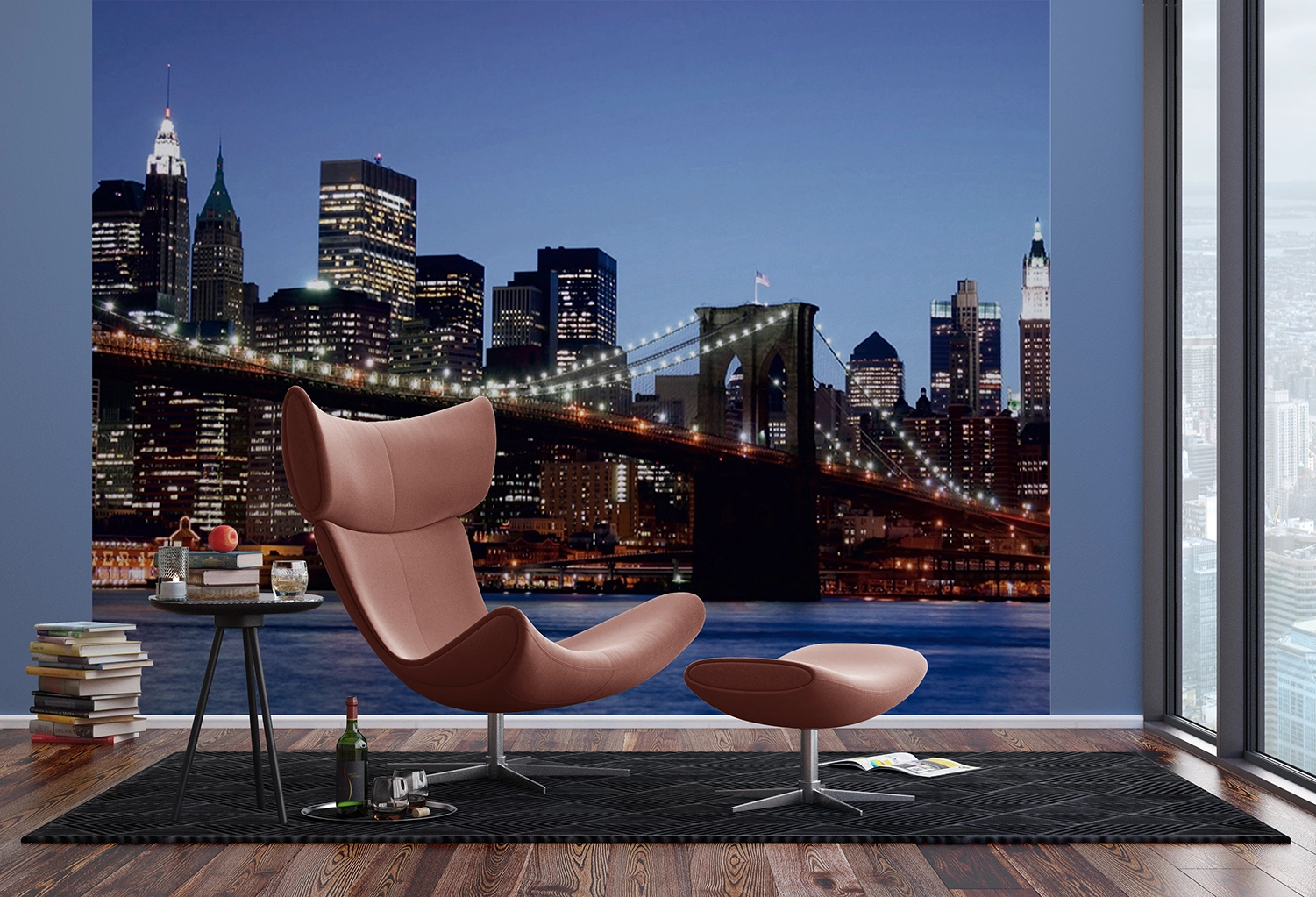 Custom Size Wall Mural Brooklyn Bridge at DusK| Premium Non-Woven Wallpaper | FTNS2472 3