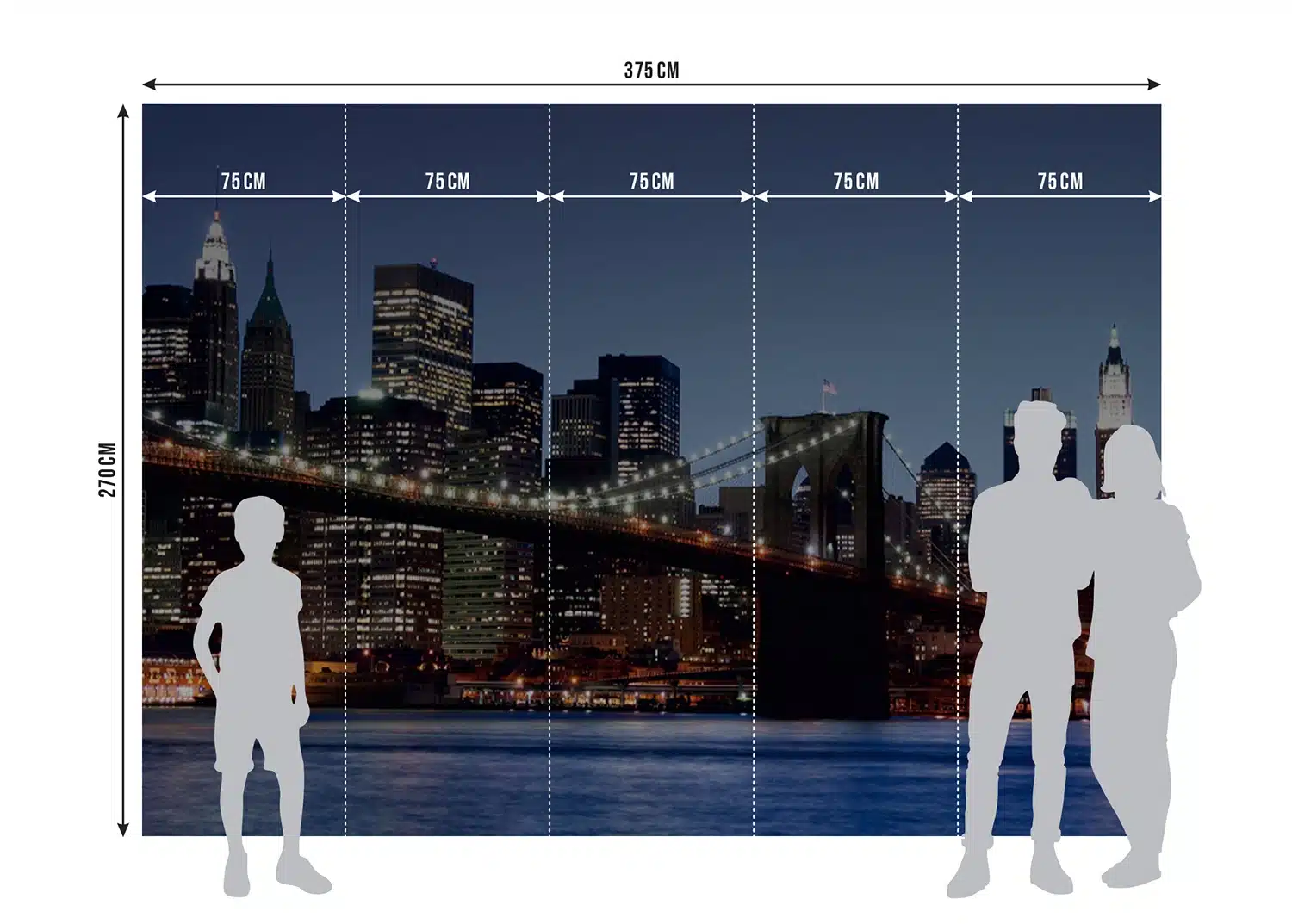 Custom Size Wall Mural Brooklyn Bridge at DusK| Premium Non-Woven Wallpaper | FTNS2472 7