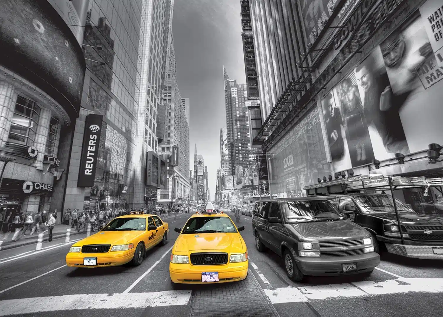 Custom Size Wall Mural Yellow Cab | Premium Non-Woven Wallpaper | FTNS2474
