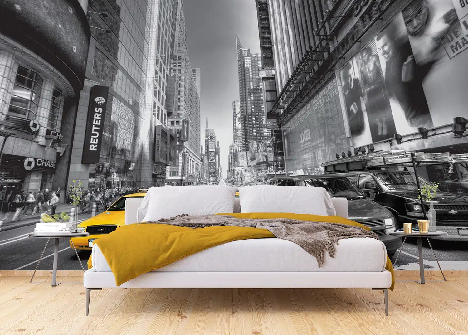 Custom Size Wall Mural Yellow Cab | Premium Non-Woven Wallpaper | FTNS2474 2