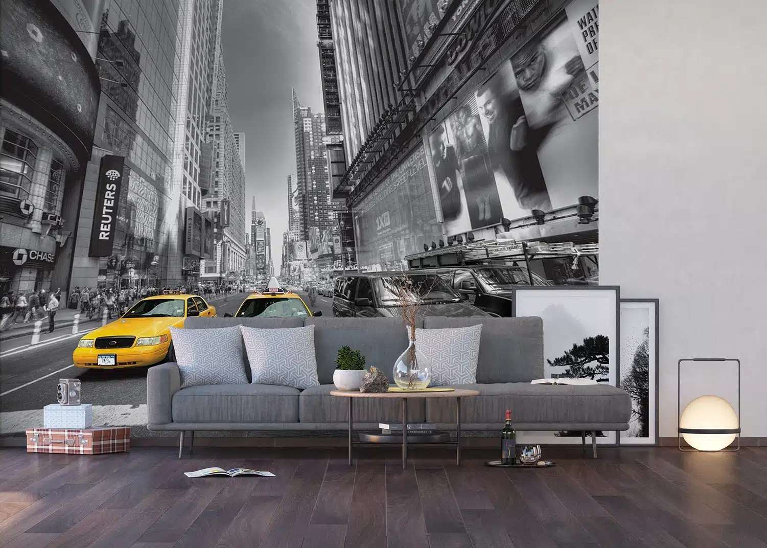 Custom Size Wall Mural Yellow Cab | Premium Non-Woven Wallpaper | FTNS2474 4