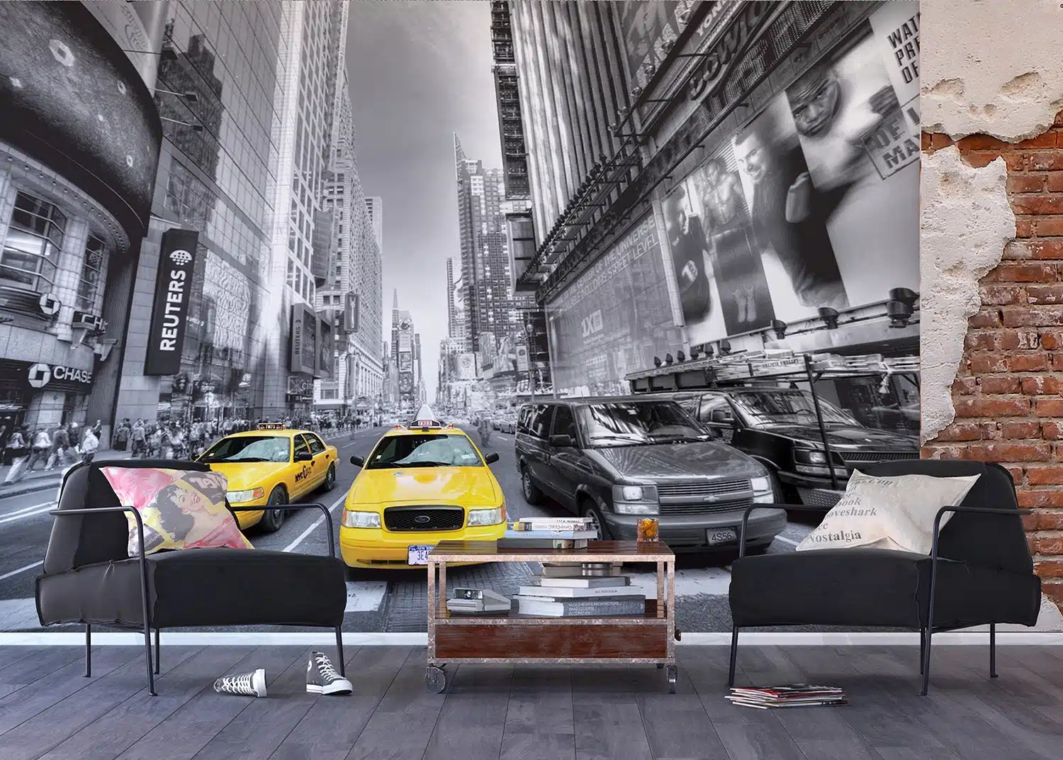 Custom Size Wall Mural Yellow Cab | Premium Non-Woven Wallpaper | FTNS2474 3