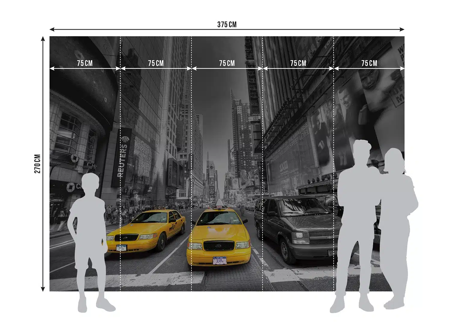 Custom Size Wall Mural Yellow Cab | Premium Non-Woven Wallpaper | FTNS2474 7