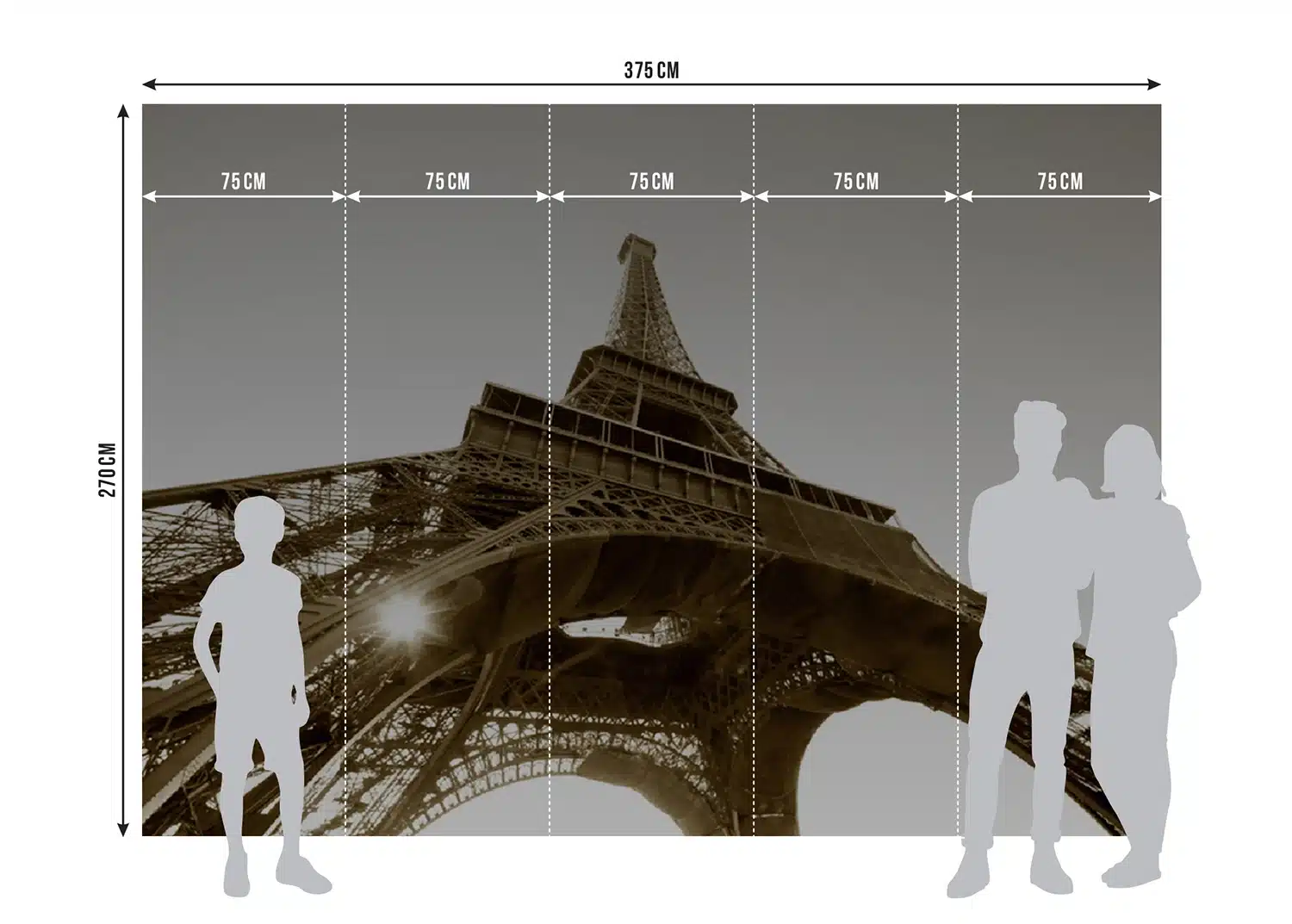 Custom Size Wall Mural Eiffel Tower | Premium Non-Woven Wallpaper | FTNS2476 7